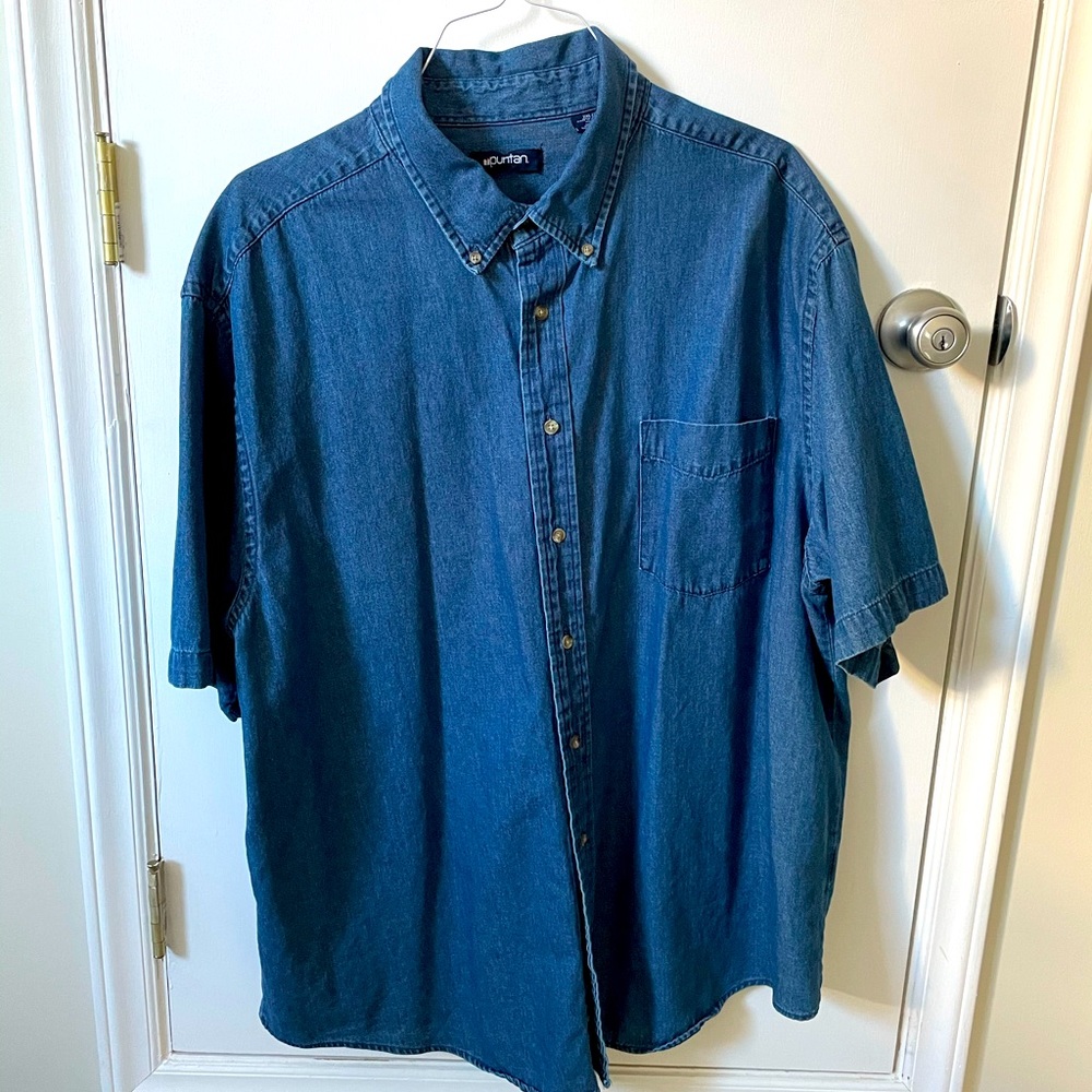 Retro Denim Button Up T Shirt